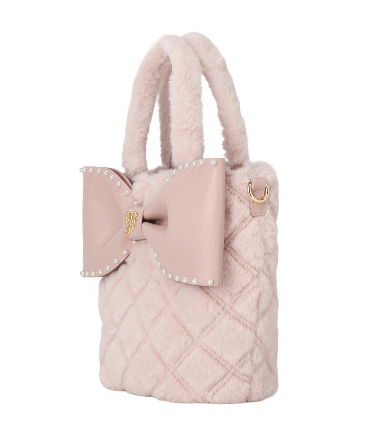 Maison de FLEUR「フェイクファーパールリボントートバッグ」|ハンドバッグ|