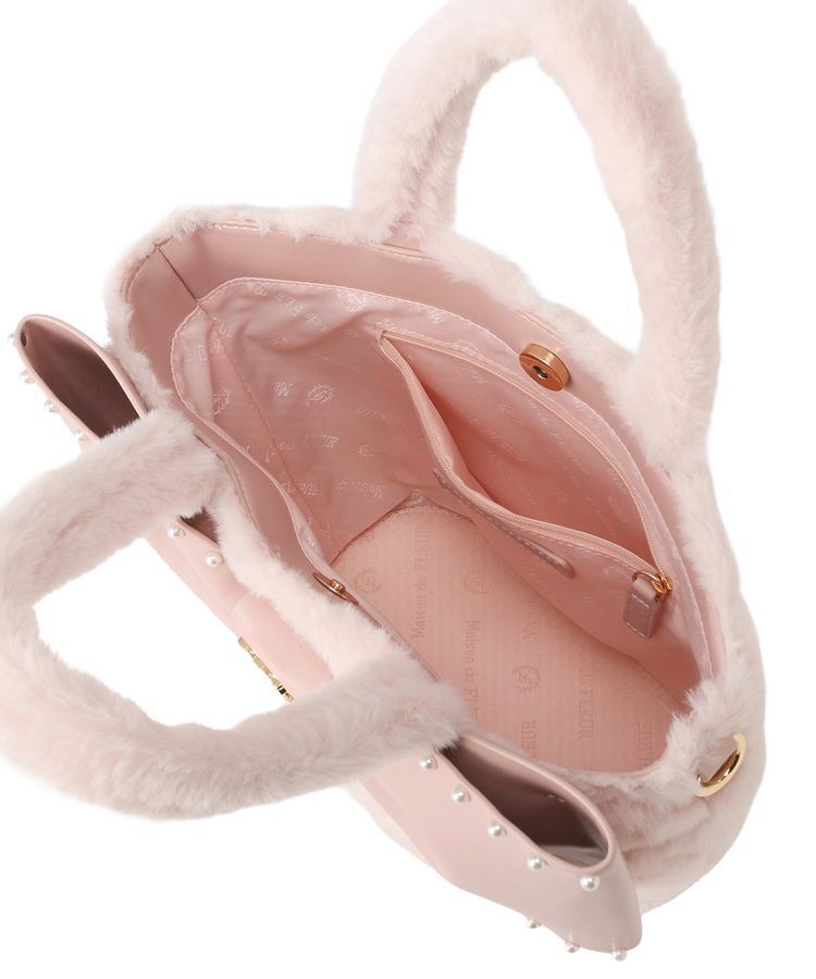 Maison de FLEUR「フェイクファーパールリボントートバッグ」|ハンドバッグ|