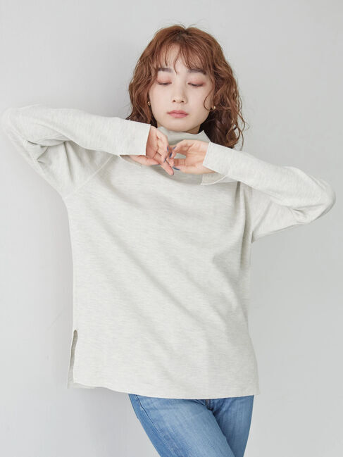  「リブタートルカットプルオーバー」|Tシャツ・カットソー|杢ホワイト