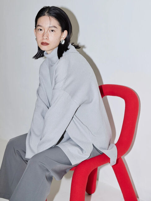  「パチパチしにくいハイネックBIGニットプルオーバー」|ニット・セーター|