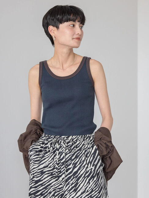 AMERICAN HOLIC「バイカラーテレコタンクトップ」|インナー|Navy