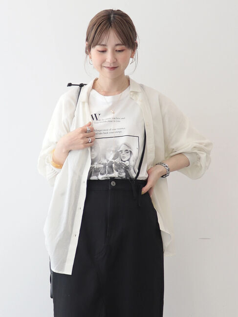 AMERICAN HOLIC「接触冷感+速乾　強撚シアーボイルBIGシャツ」|シャツ・ブラウス|Off White