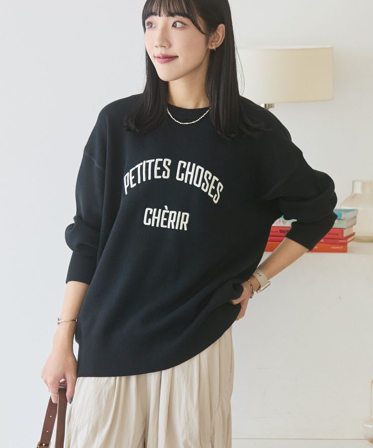 AMERICAN HOLIC「コットンブレンドスウェットライクロゴニットトップス」|ニット・セーター|