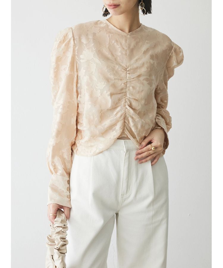 AnriettMusee「花柄オパールシャーリングブラウス」|シャツ・ブラウス|Beige