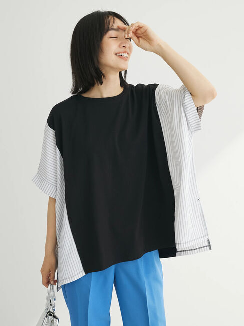 Green Parks「異素材脇切り替えドッキングプルオーバー」|Tシャツ・カットソー|