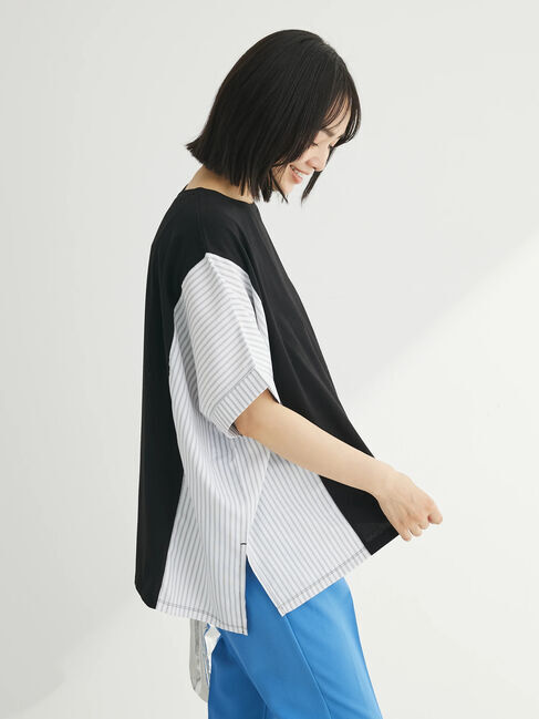 Green Parks「異素材脇切り替えドッキングプルオーバー」|Tシャツ・カットソー|