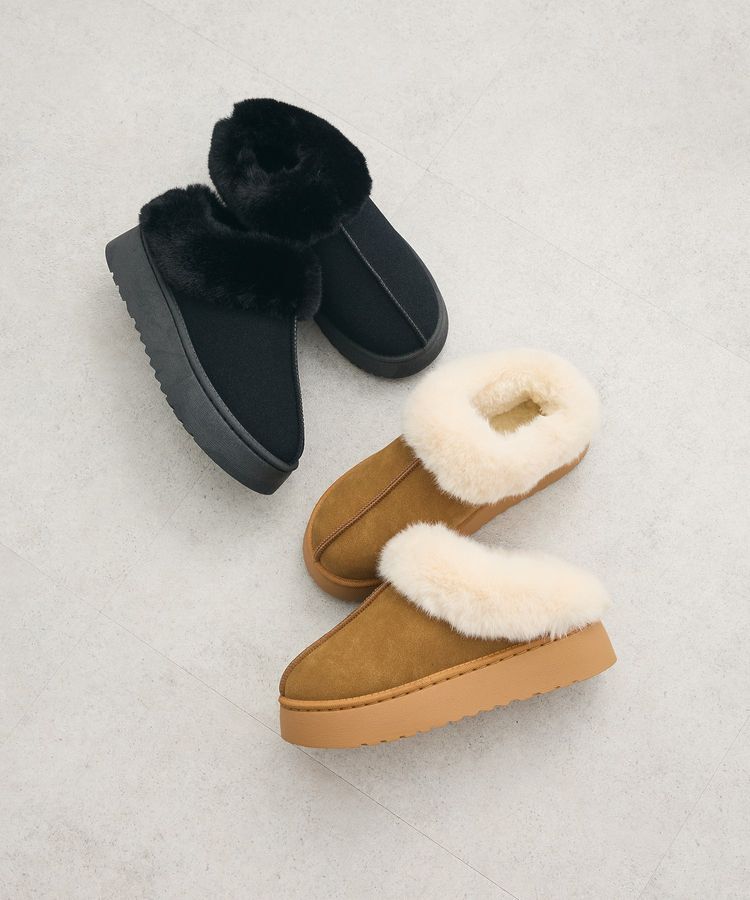 Green Parks「・minia フェイクムートンスリッポン」|ショートブーツ|