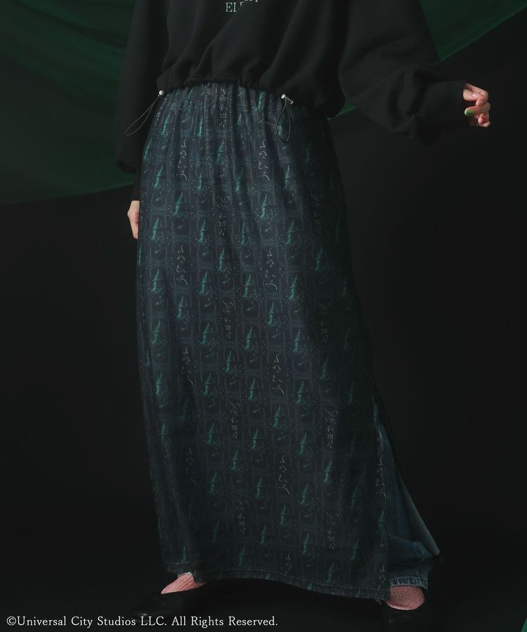 Green Parks「■WICKED パターンシアースカート」|タイト|Black