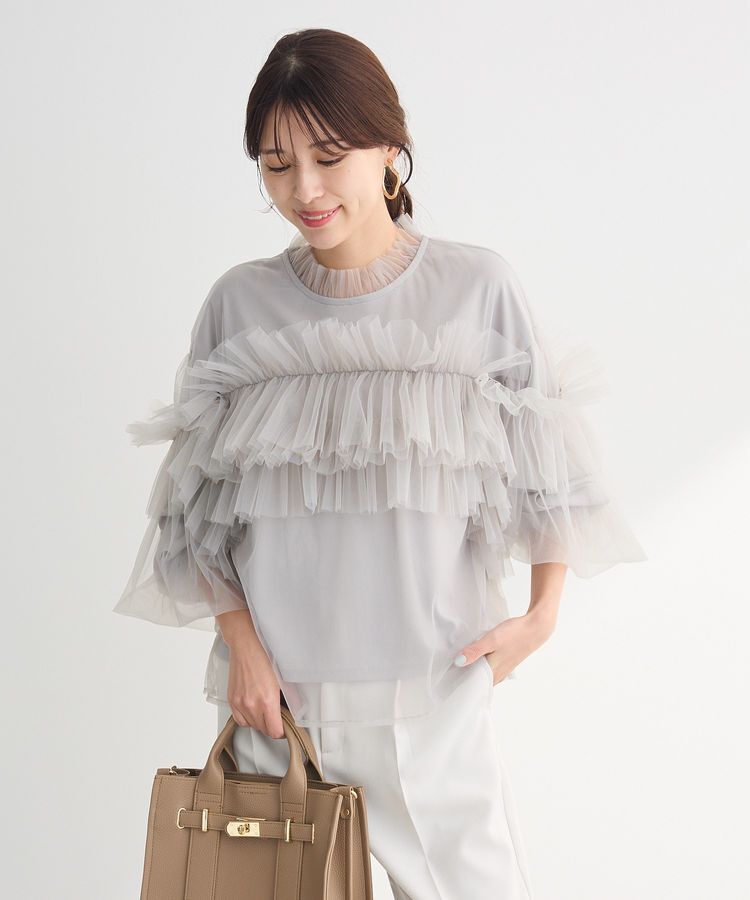 Green Parks「・ELENCARE DUE チュールドッキングブラウス」|シャツ・ブラウス|