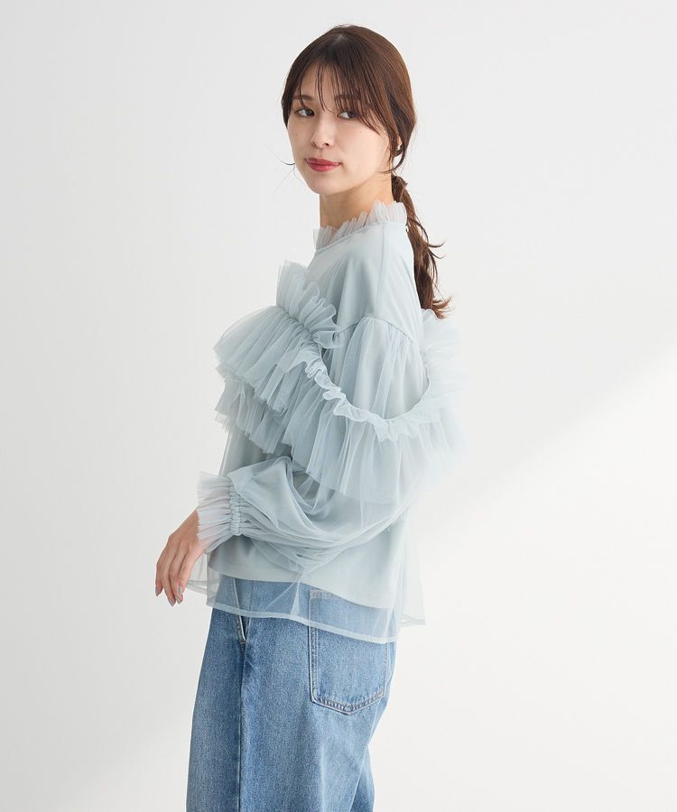 Green Parks「・ELENCARE DUE チュールドッキングブラウス」|シャツ・ブラウス|