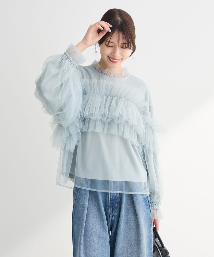 Green Parks「・ELENCARE DUE チュールドッキングブラウス」|シャツ・ブラウス|Mint