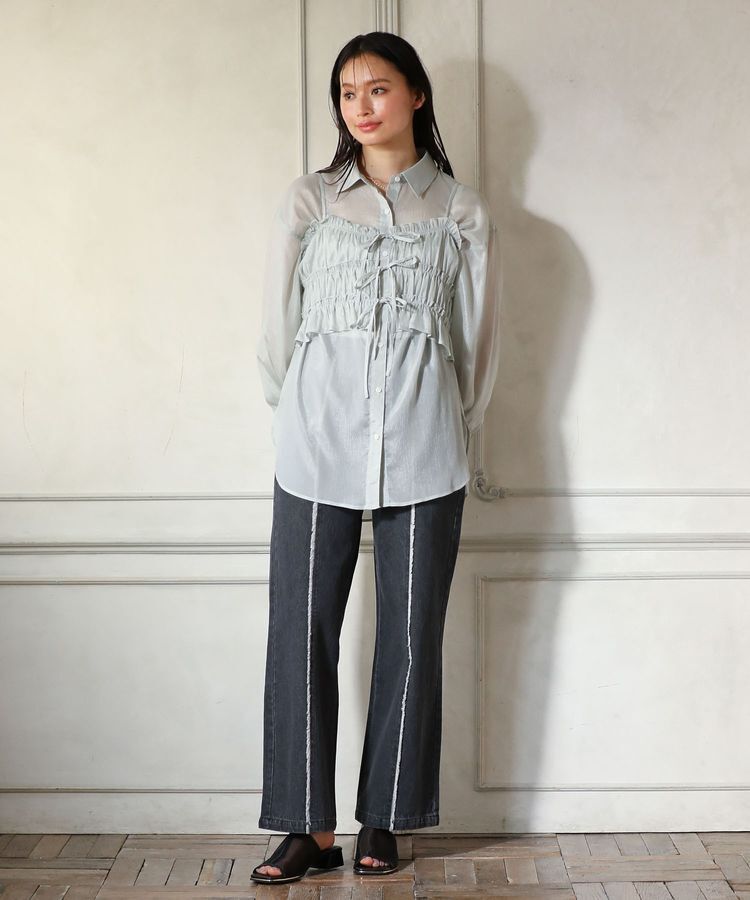 Green Parks「・DOUBLE FLAGS センターフリンジラインデニム」|デニム|