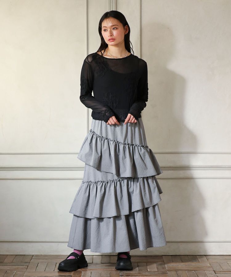 Green Parks「・ELENCARE DUE コード刺繍シアーロンT」|Tシャツ・カットソー|