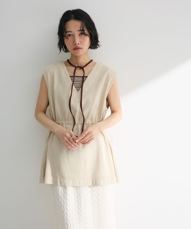 Green Parks「ピグメントドロストベスト」|ベスト・ジレ|Light beige