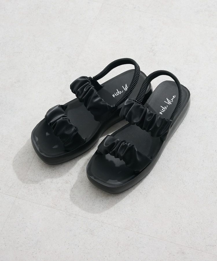 Green Parks「・richblue ギャザーアツゾコサンダル」|サンダル|Black