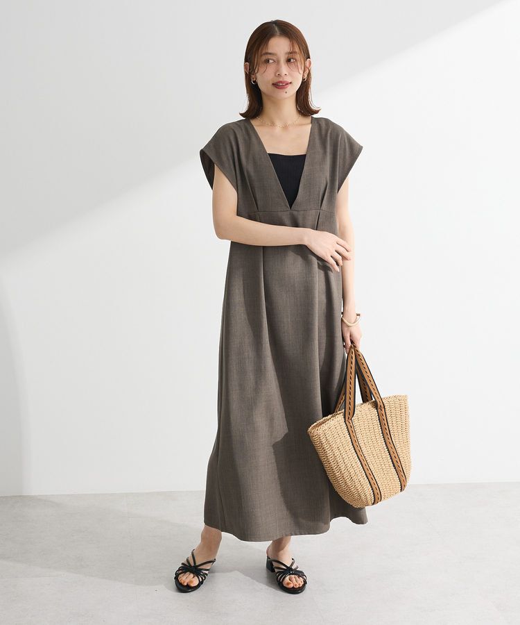 Green Parks「フレンチスリーブレースアップジャンスカ」|ジャンパースカート|Mocha