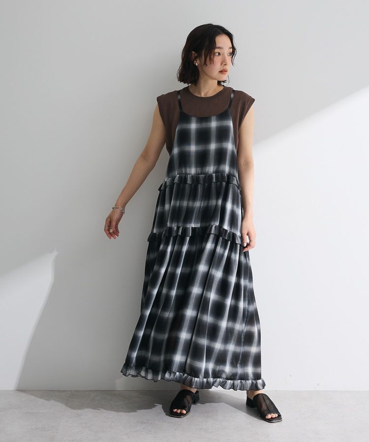 Green Parks「・Petit Fleur オンブレーチェックキャミワンピ」|ワンピース|