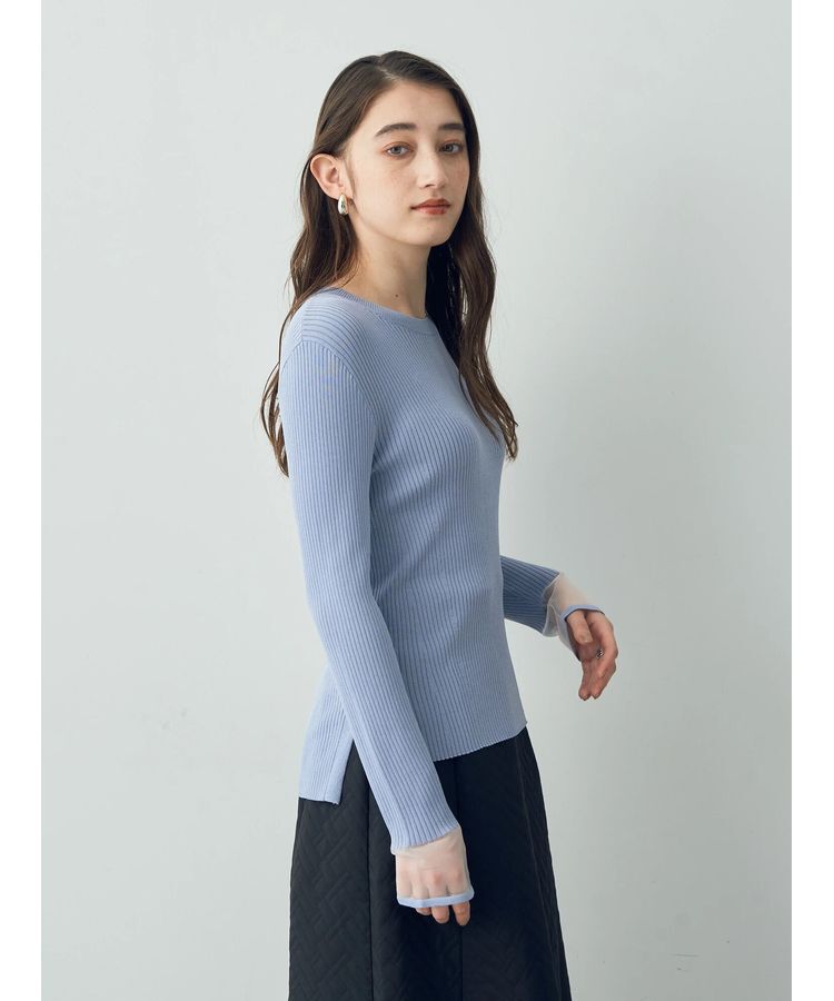 YECCA VECCA「袖口シアーリブニット」|ニット・セーター|