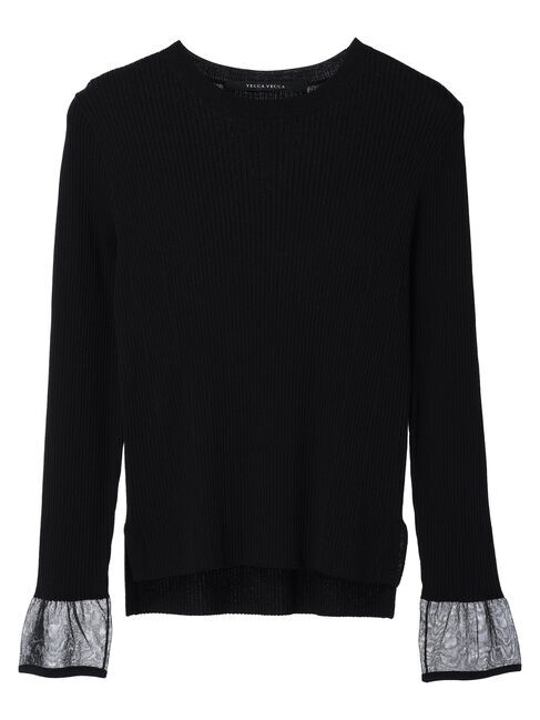 YECCA VECCA「袖口シアーリブニット」|ニット・セーター|