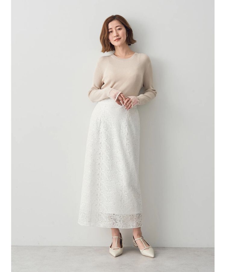 YECCA VECCA「袖口シアーリブニット」|ニット・セーター|