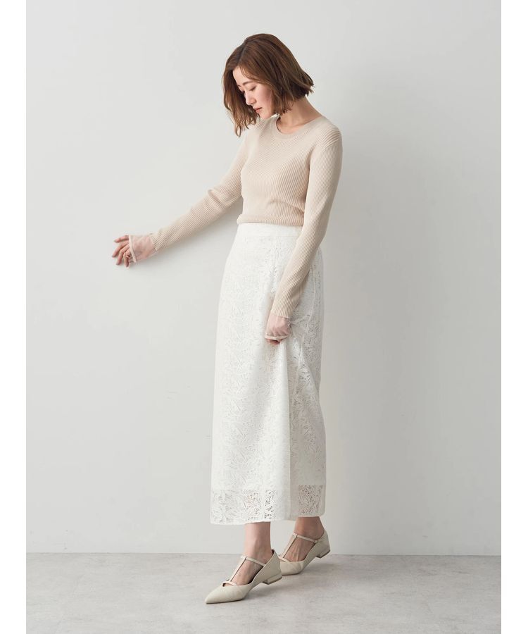 YECCA VECCA「袖口シアーリブニット」|ニット・セーター|