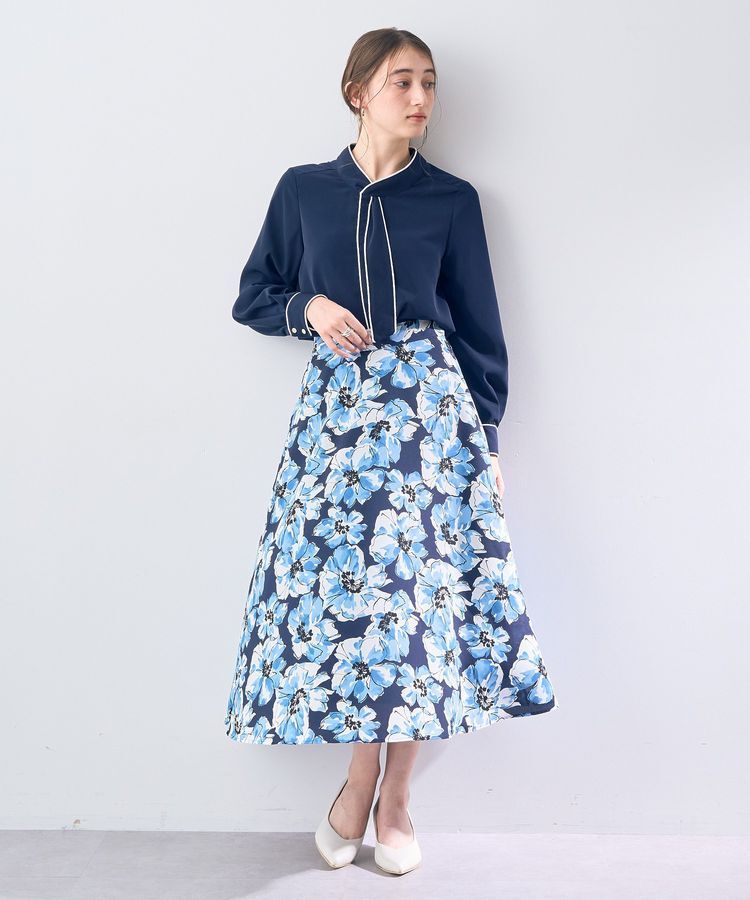 YECCA VECCA「大花柄フレアスカート」|フレア|