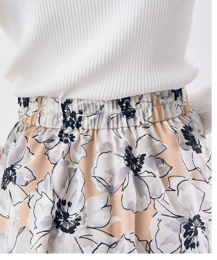 YECCA VECCA「大花柄フレアスカート」|フレア|