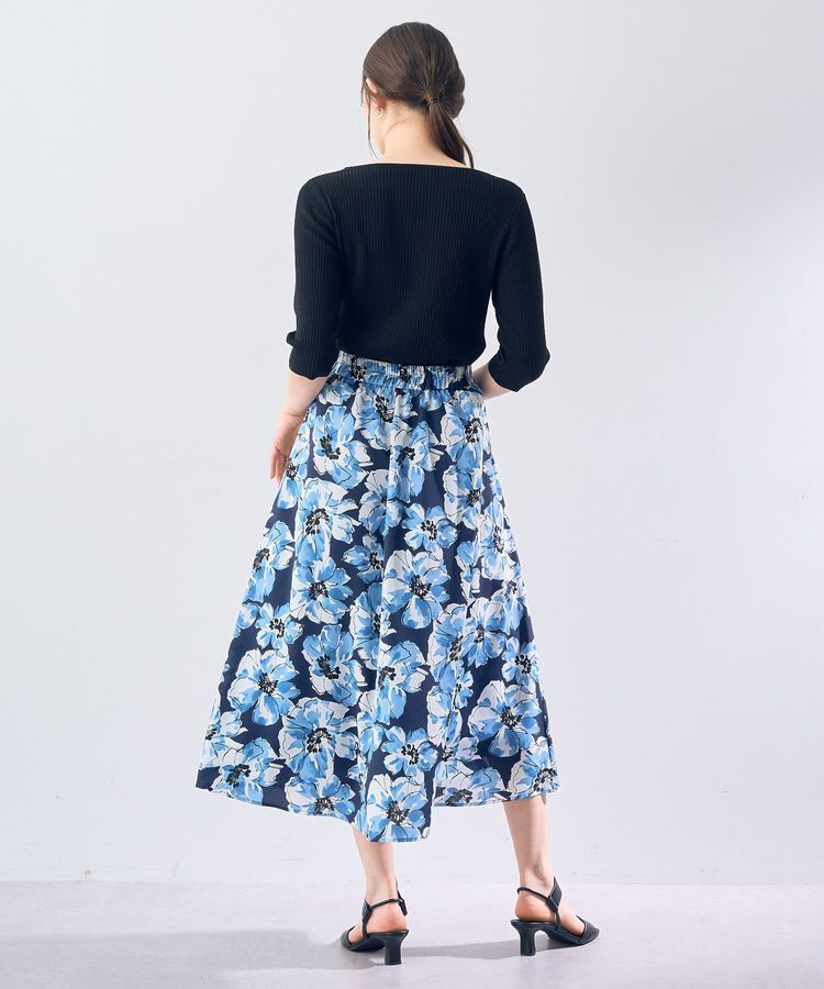 YECCA VECCA「大花柄フレアスカート」|フレア|