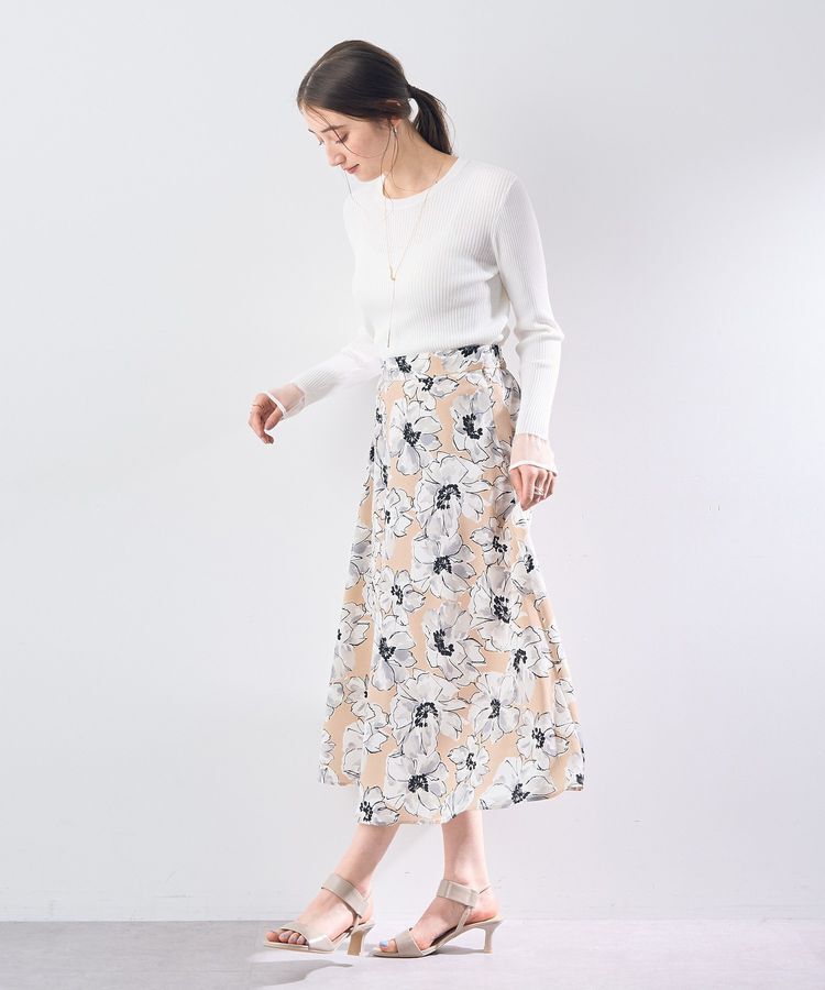 YECCA VECCA「大花柄フレアスカート」|フレア|