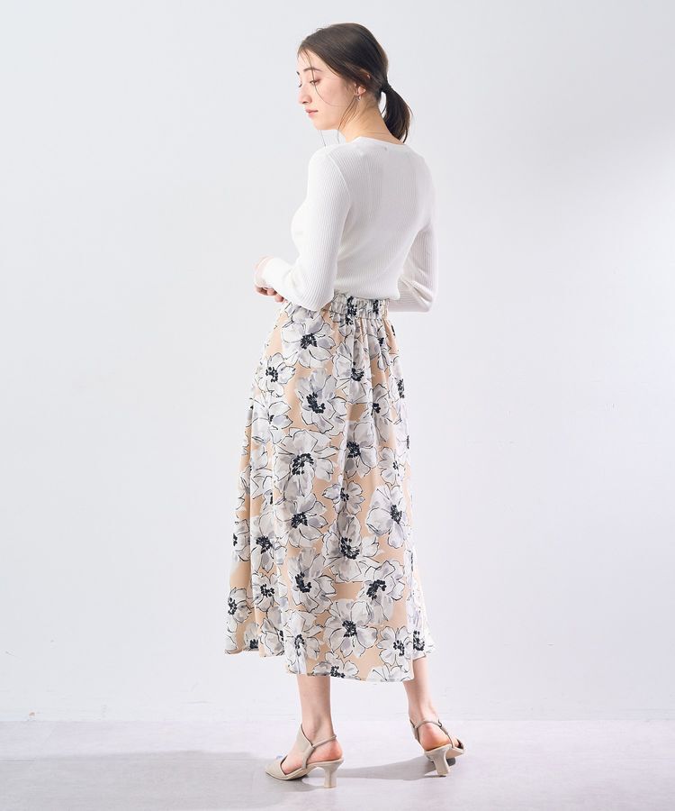 YECCA VECCA「大花柄フレアスカート」|フレア|