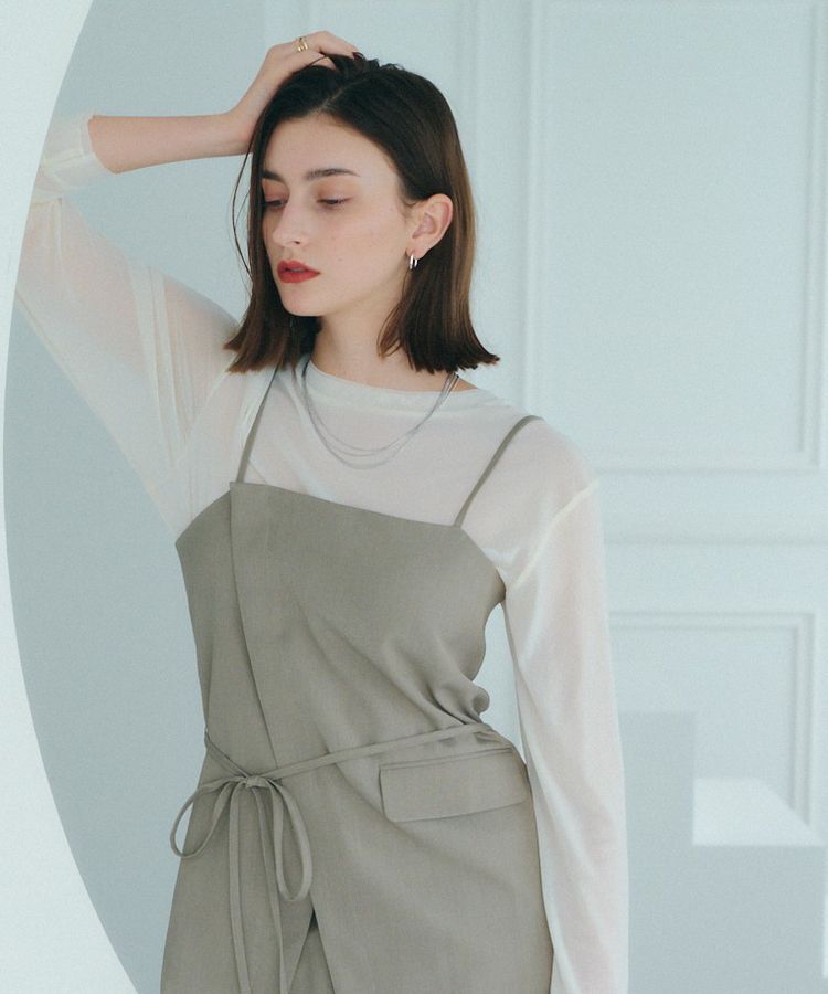 YECCA VECCA「クルーネックレイヤードシアートップス」|Tシャツ・カットソー|Off White