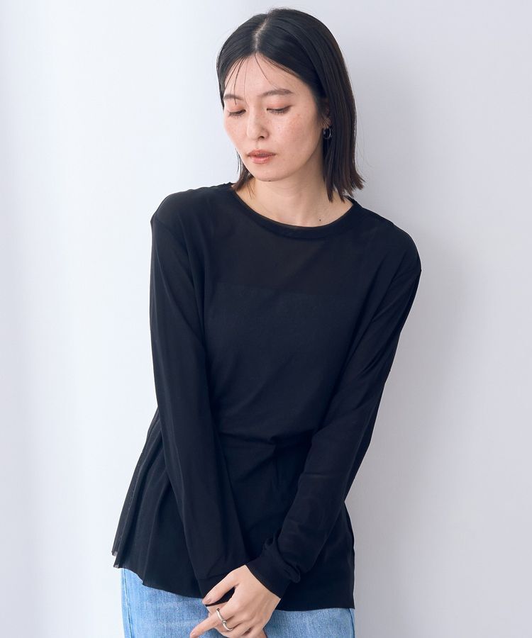 YECCA VECCA「クルーネックレイヤードシアートップス」|Tシャツ・カットソー|Black