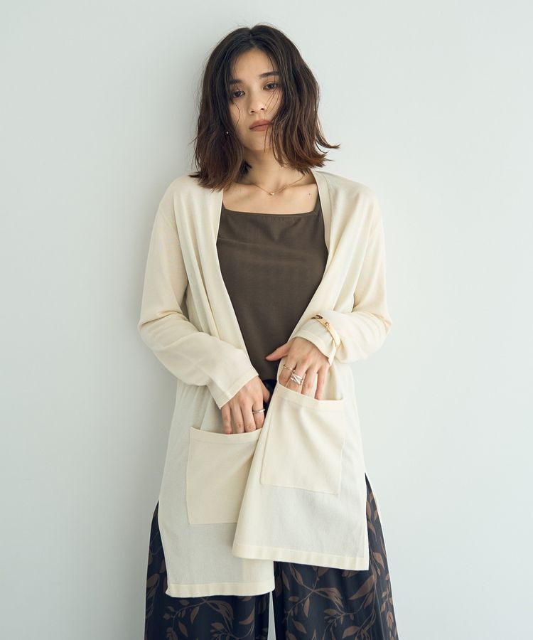 YECCA VECCA「【接触冷感】スリットミドル丈カーディガン」|カーディガン|