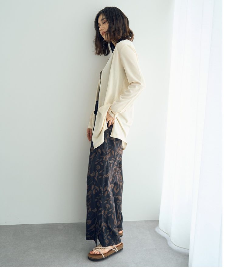 YECCA VECCA「【接触冷感】スリットミドル丈カーディガン」|カーディガン|