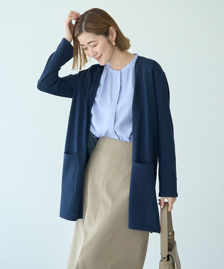 YECCA VECCA「【接触冷感】スリットミドル丈カーディガン」|カーディガン|