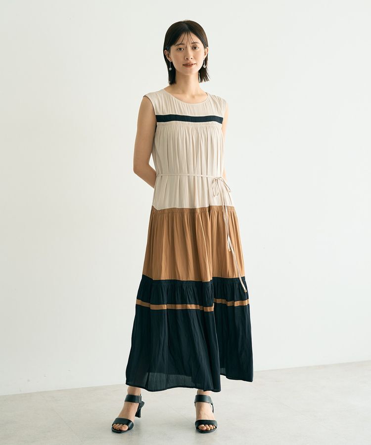 YECCA VECCA「マルチカラーギャザーワンピース」|ワンピース|Gray Beige