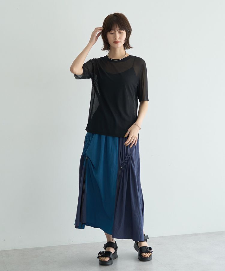 Editt by YECCA VECCA「ドロストデザインロングスカート」|フレア|