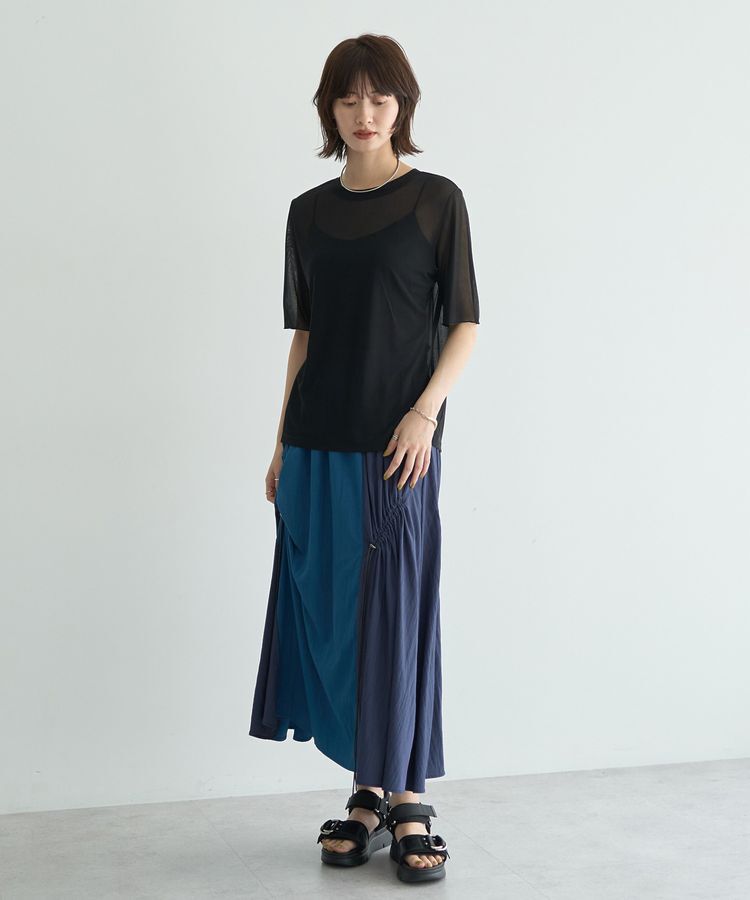 Editt by YECCA VECCA「ドロストデザインロングスカート」|フレア|