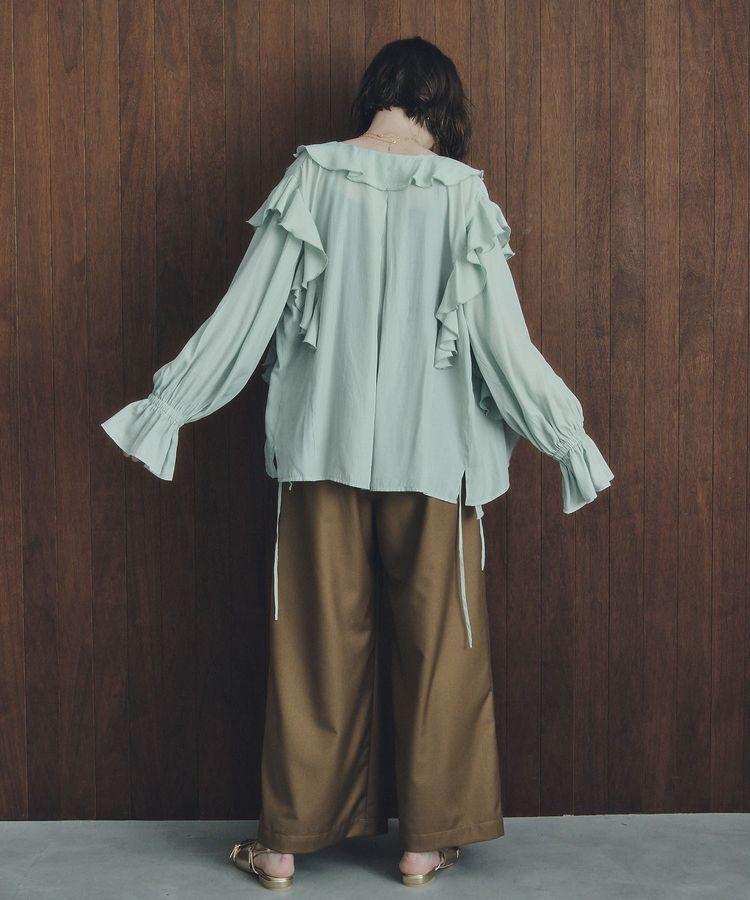 YECCA VECCA「ラッフルリボンロングブラウス」|シャツ・ブラウス|