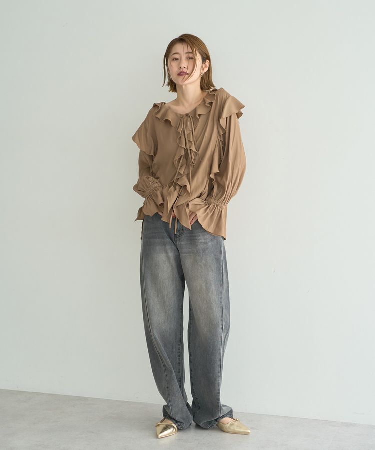 YECCA VECCA「ラッフルリボンロングブラウス」|シャツ・ブラウス|