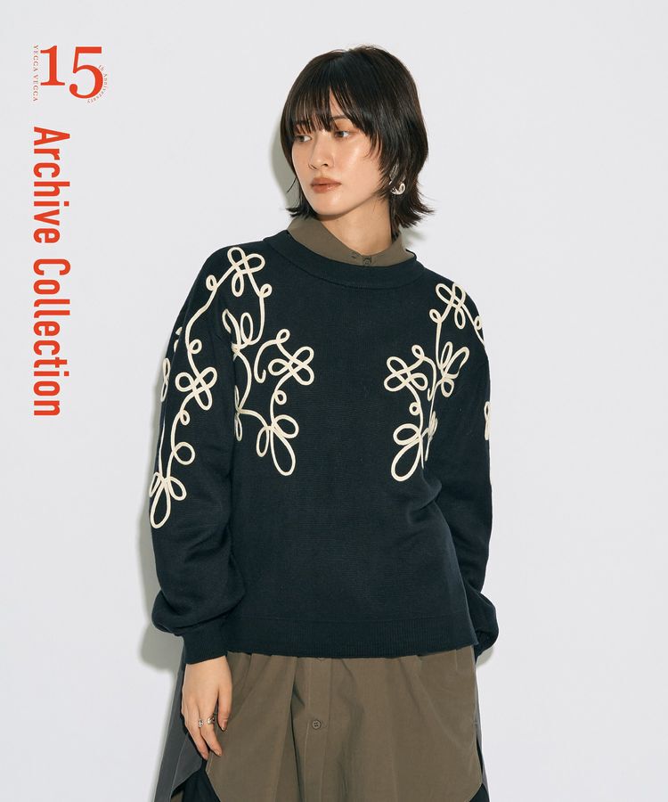 Editt by YECCA VECCA「【archive】コード刺繍ニット」|ニット・セーター|Black