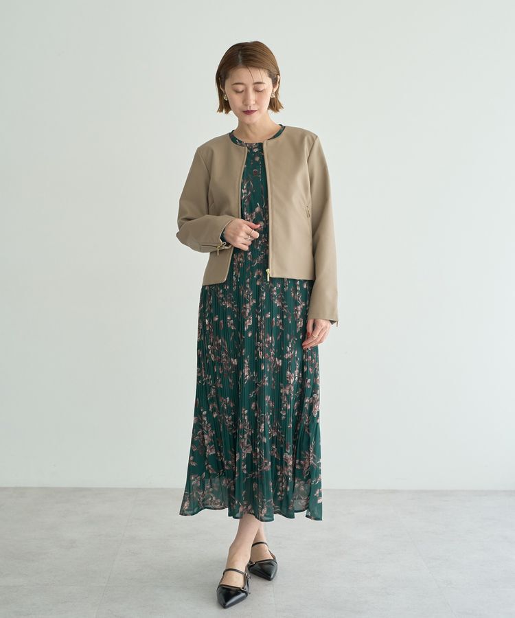 YECCA VECCA「ノーカラーライダースジャケット」|テーラードジャケット|