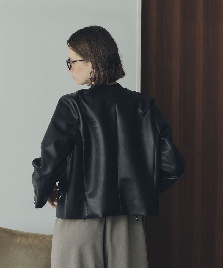 YECCA VECCA「ノーカラーライダースジャケット」|テーラードジャケット|