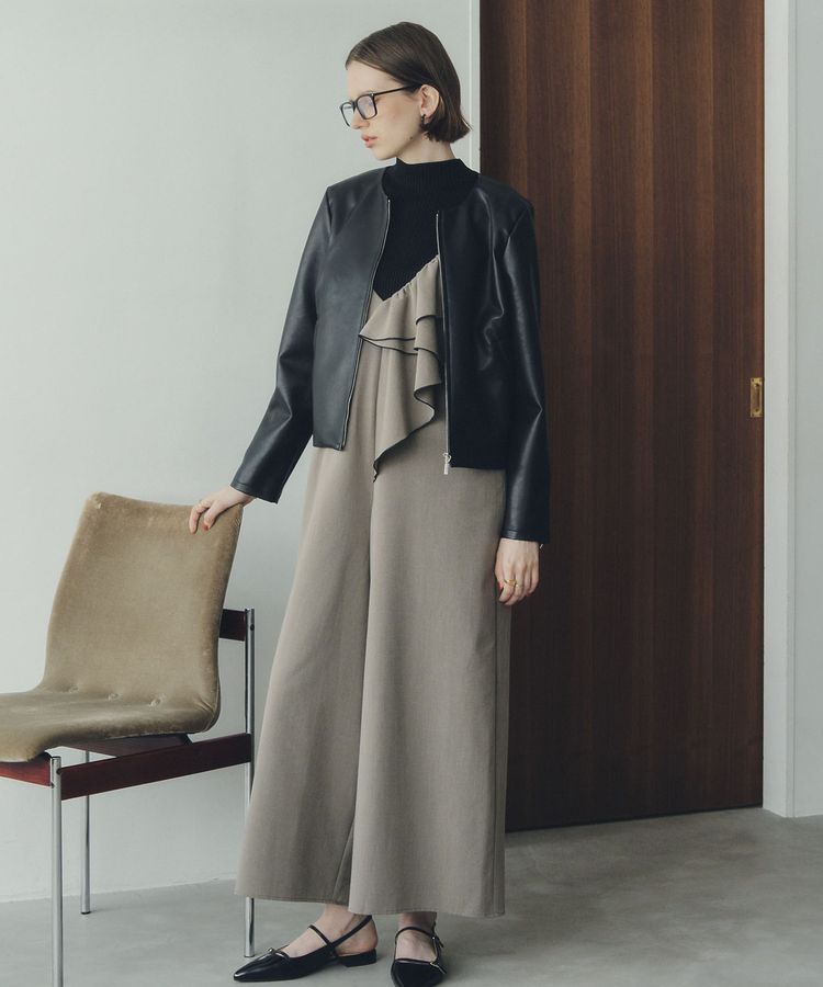 YECCA VECCA「ノーカラーライダースジャケット」|テーラードジャケット|