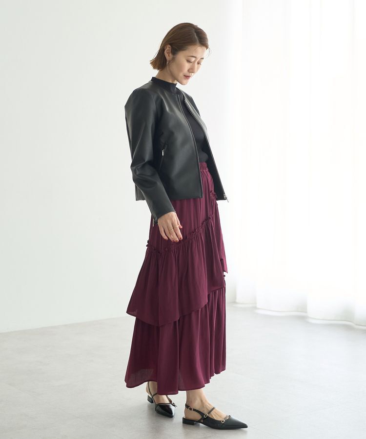 YECCA VECCA「ノーカラーライダースジャケット」|テーラードジャケット|