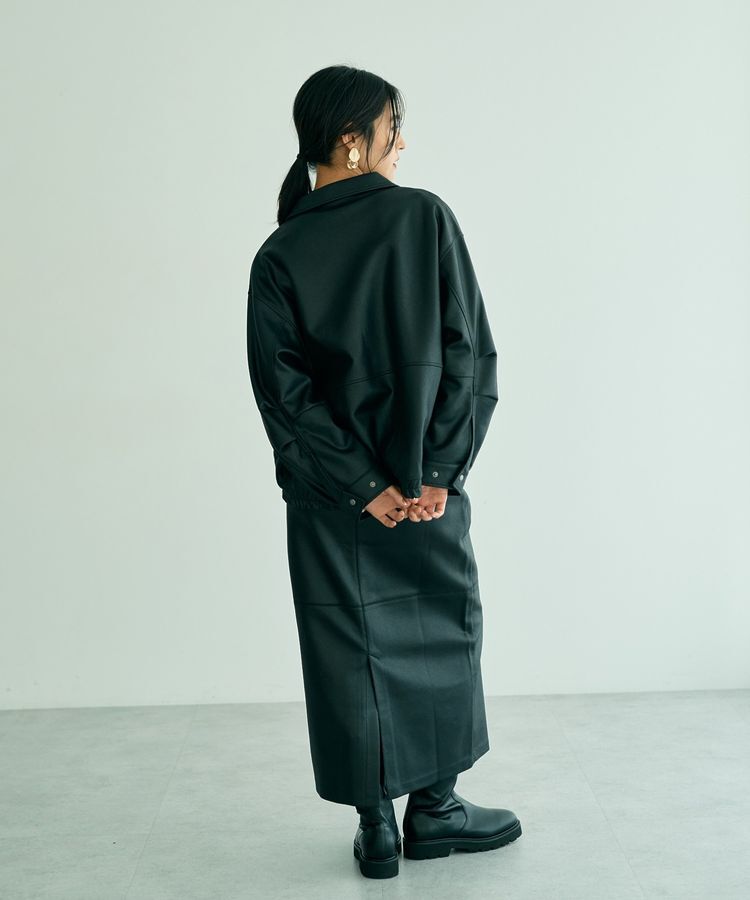 YECCA VECCA「レザーライクナロースカート」|タイト|