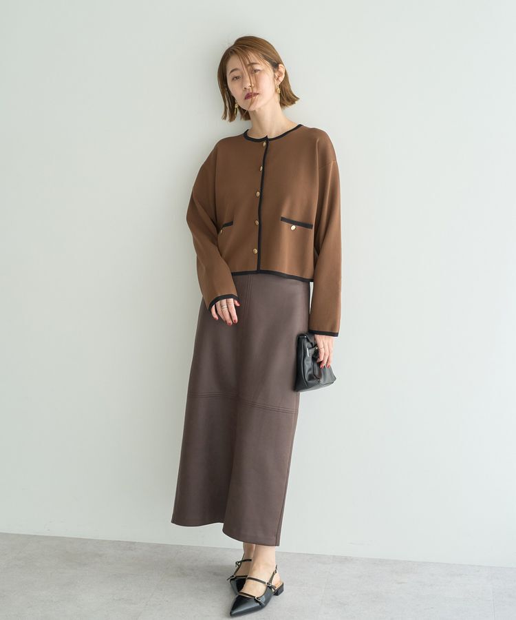 YECCA VECCA「レザーライクナロースカート」|タイト|