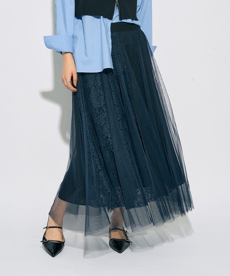 Editt by YECCA VECCA「【archive】レースブロッキングチュールスカート」|フレア|