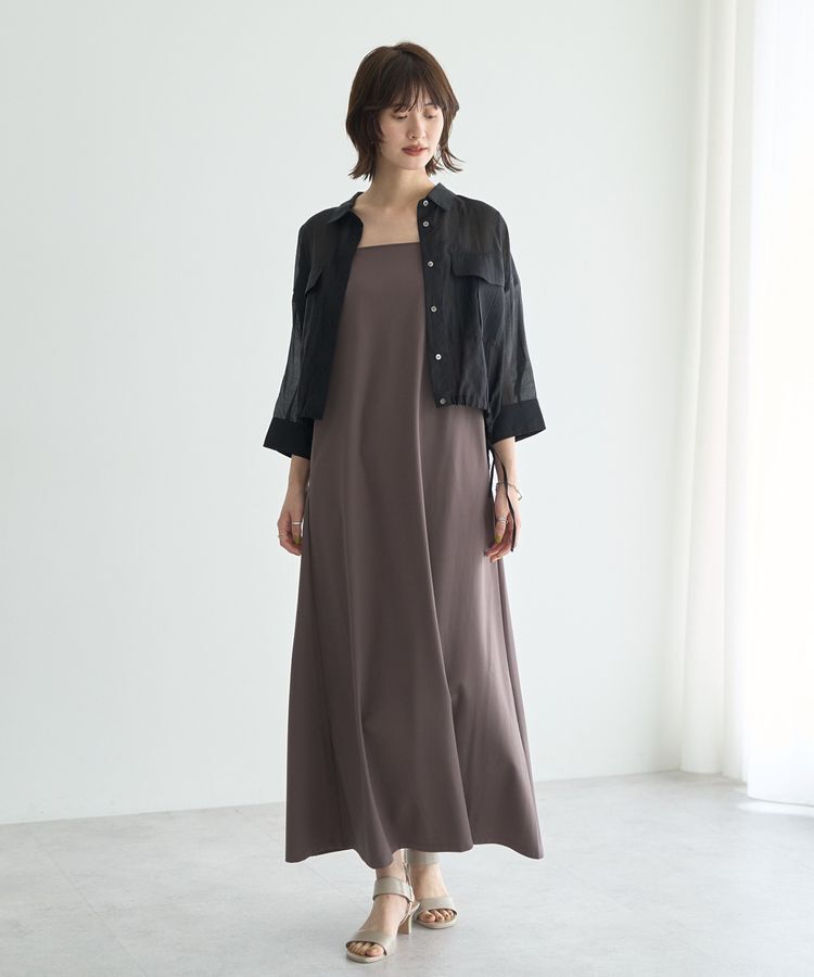 YECCA VECCA「【2点SET】シアーシャツ&times;Aラインキャミワンピース」|ワンピース|