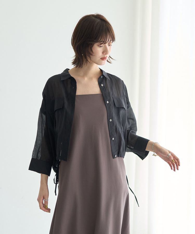 YECCA VECCA「【2点SET】シアーシャツ&times;Aラインキャミワンピース」|ワンピース|